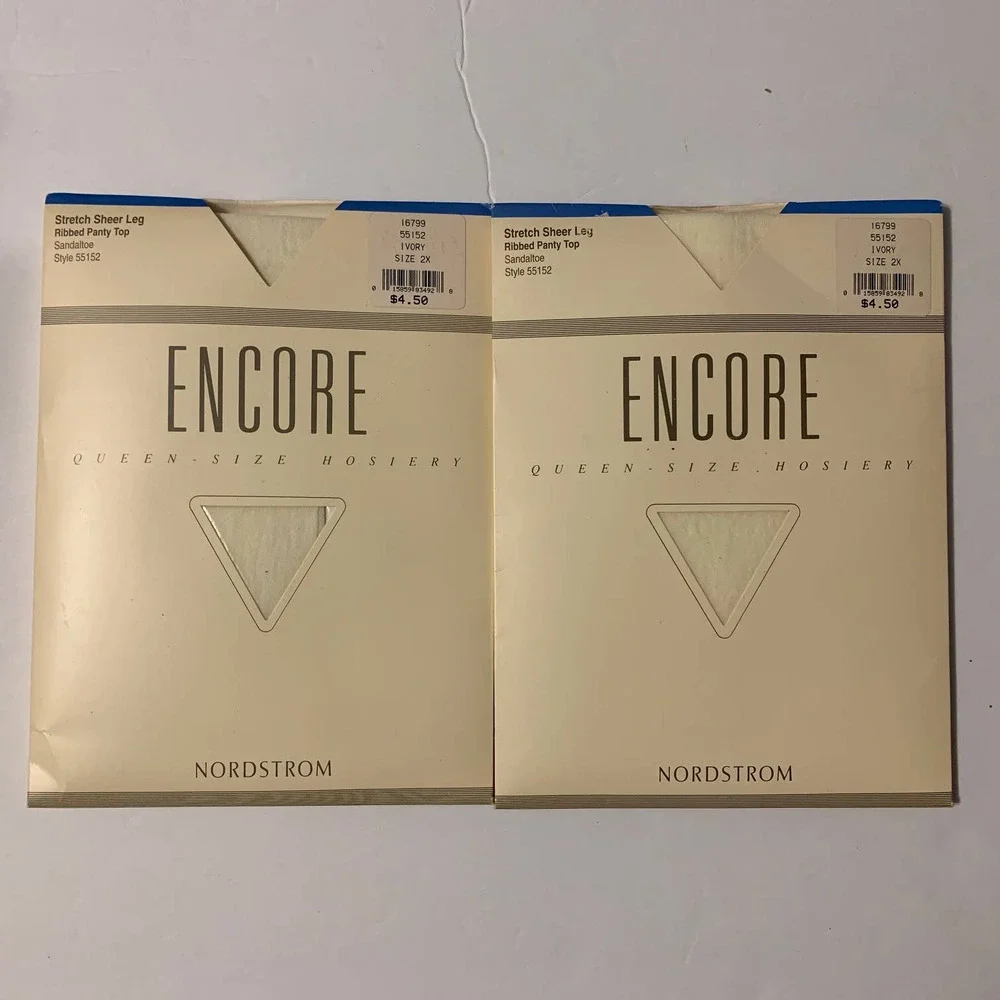 Vintage Nordstrom Encore Pantyhose‎ Style #55152 Queen Size 2X NIB